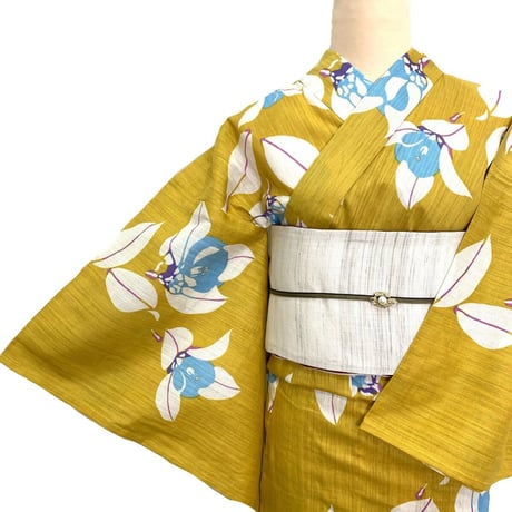 iks collection　イクスコレクション　綿浴衣　　手捺染　切り絵モダン　レトロ　椿
