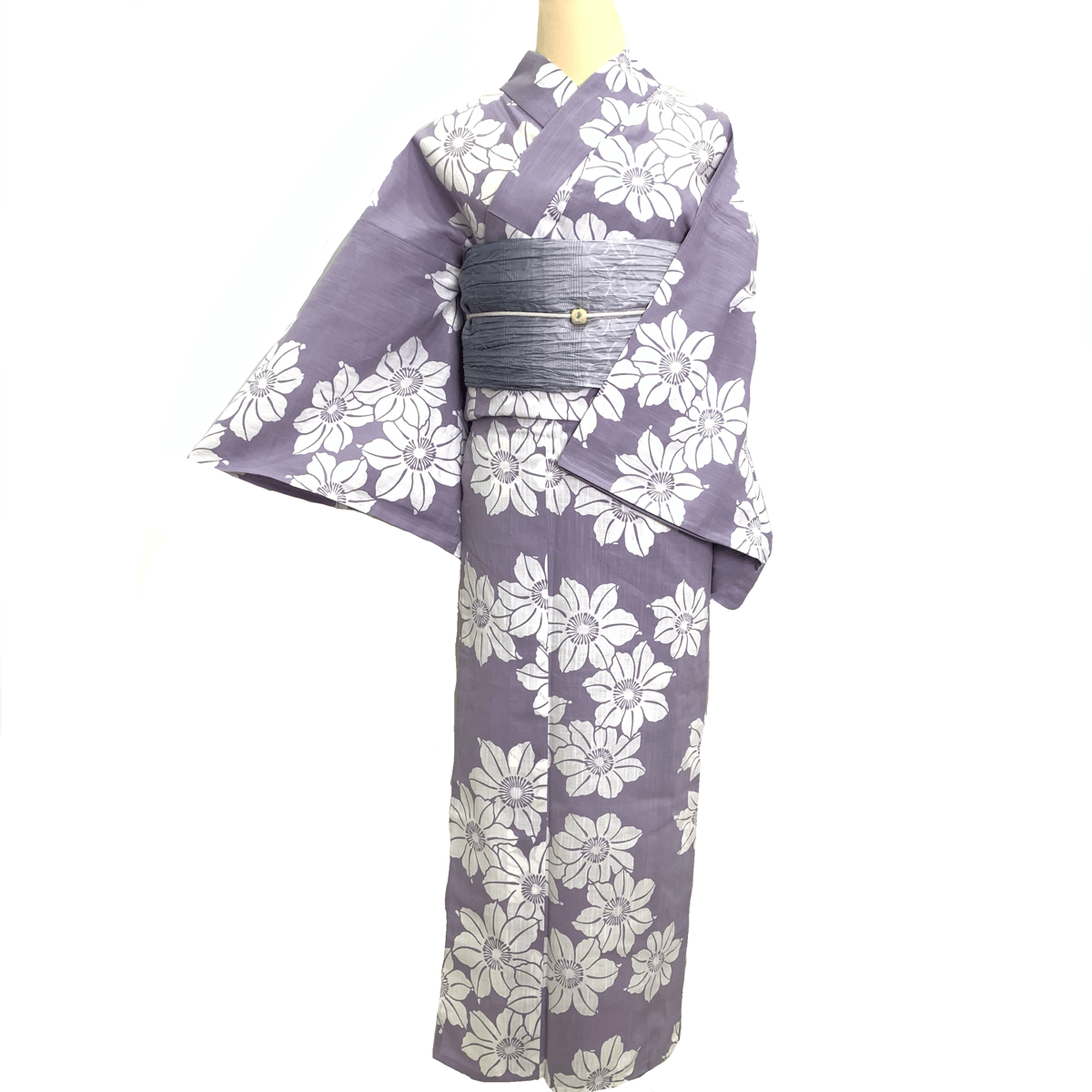 つやび×雅姫 藤紫 クレマチス 綿麻 注染 浴衣 | 和gen