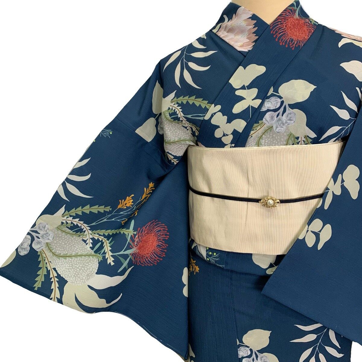 dear-japan] 撫松庵 浴衣 セオアルファ アネモネマーガレット 紺 青