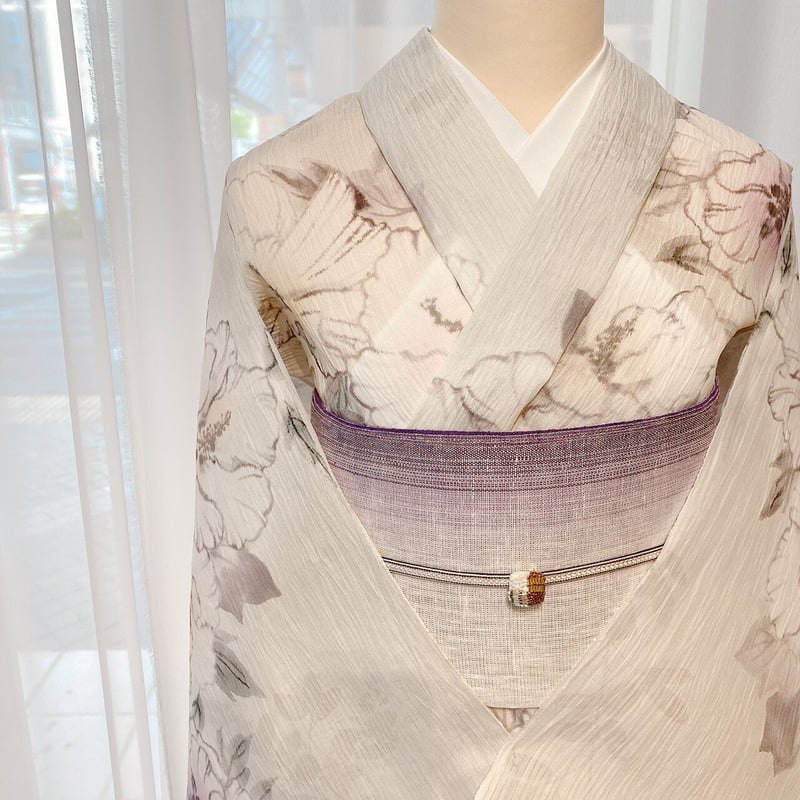 小千谷縮 小千谷縮（乱絣/縹色×二藍色）杉山織物『着物・呉服えり新』