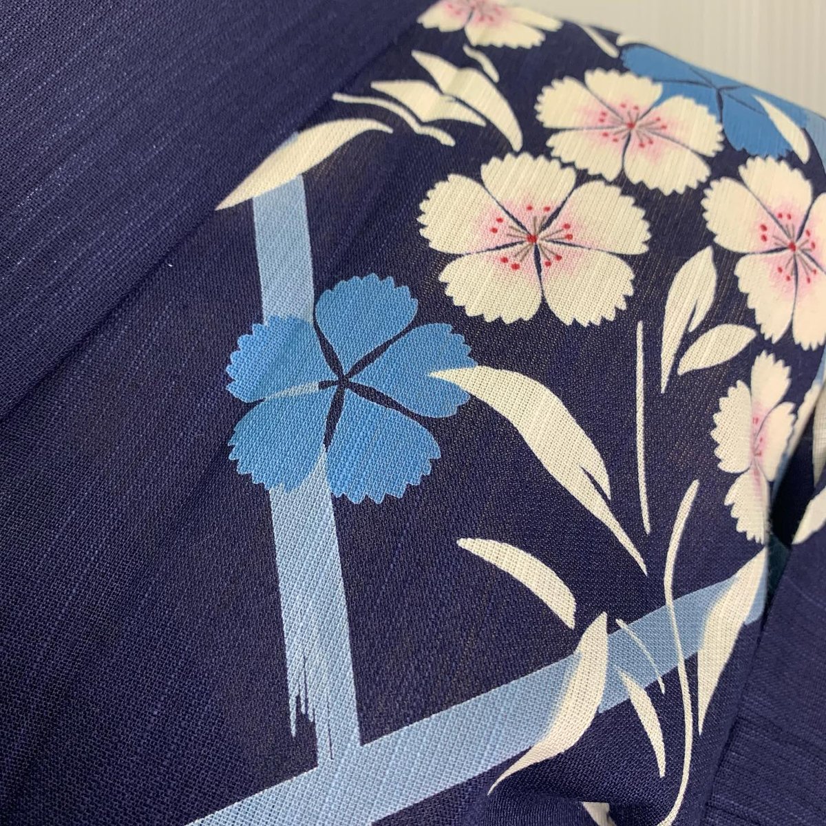 撫松庵 撫子 綿100% 竹垣に撫子 綿経スラブ | 和gen