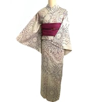 夢千代　綿麻浴衣　花火　生成り