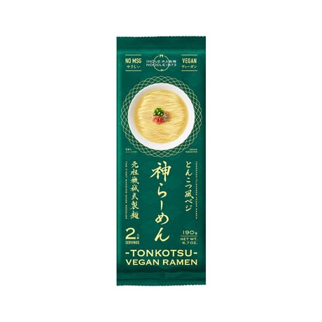 神の白糸 井上製麺 神らーめん とんこつ風ベジ（二人前×2袋）