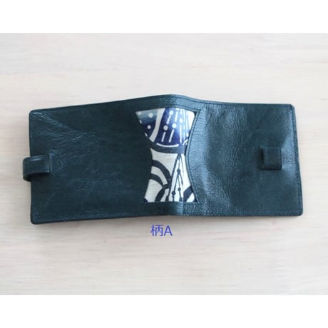 DATII  紅型×豚革  二つ折り財布　ブルー