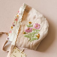 刺繍ボンネット  【ピンク】