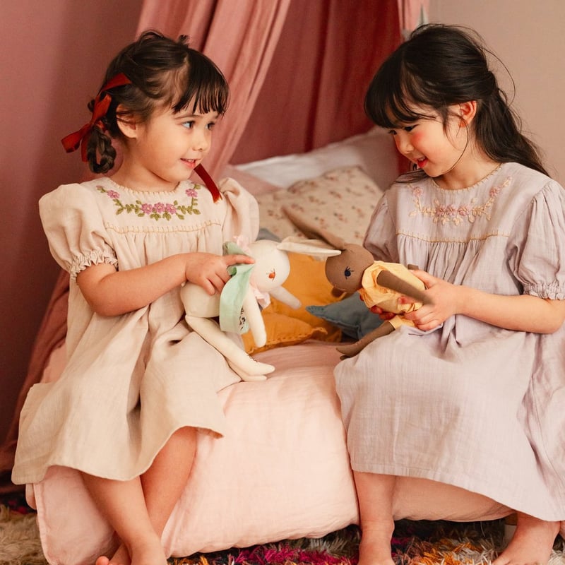 Loulou パフスリーブワンピース【Rose pink】 | atelier-henriet