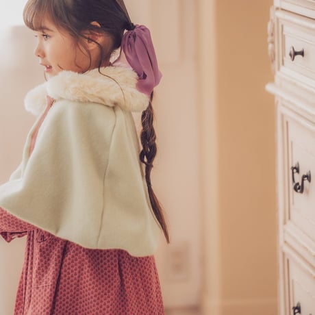 Fluffy wool poncho 《Lime green》