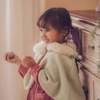 Fluffy wool poncho 《Lime green》