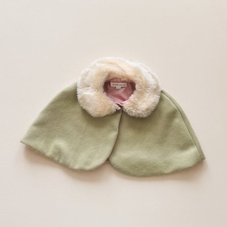 Fluffy wool poncho 《Lime green》