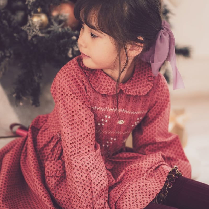 ハンドメイド作家 mifumi ブーケのワンピース(フリル襟付き) ハンドメイド作家 mifumi ブーケのワンピース(フリル襟付き