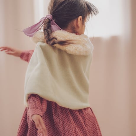 Fluffy wool poncho 《Lime green》