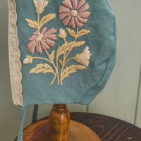 刺繍ボンネット【スカイブルー】