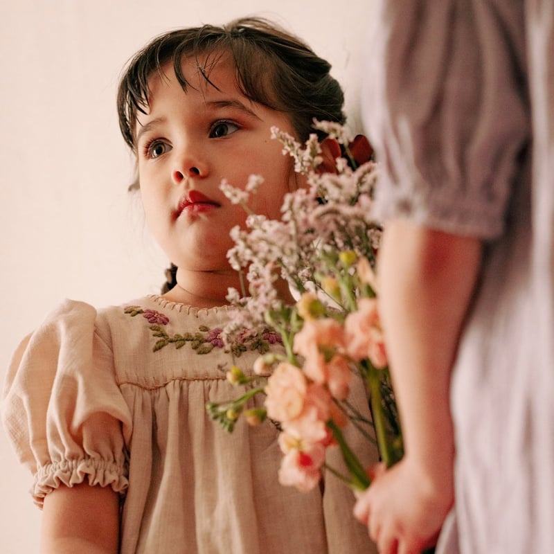 Loulou パフスリーブワンピース【Rose pink】 | atelier-henriet