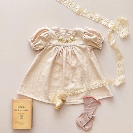 Loulou パフスリーブワンピース  【fairy pink】