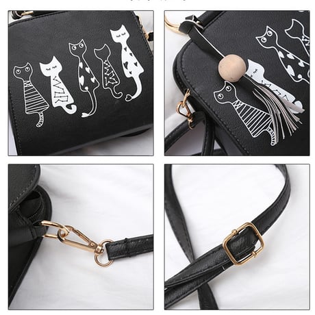 ショッピングバッグ  PU  ネコ柄  ショルダーバッグ  手提げバッグ 肩掛け 上品  レディース