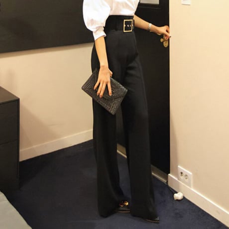ワイドレッグパンツ ハイウェスト スーツパンツ レディース ワイドパンツ