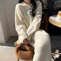 ケーブル編み ニットワンピース  秋冬