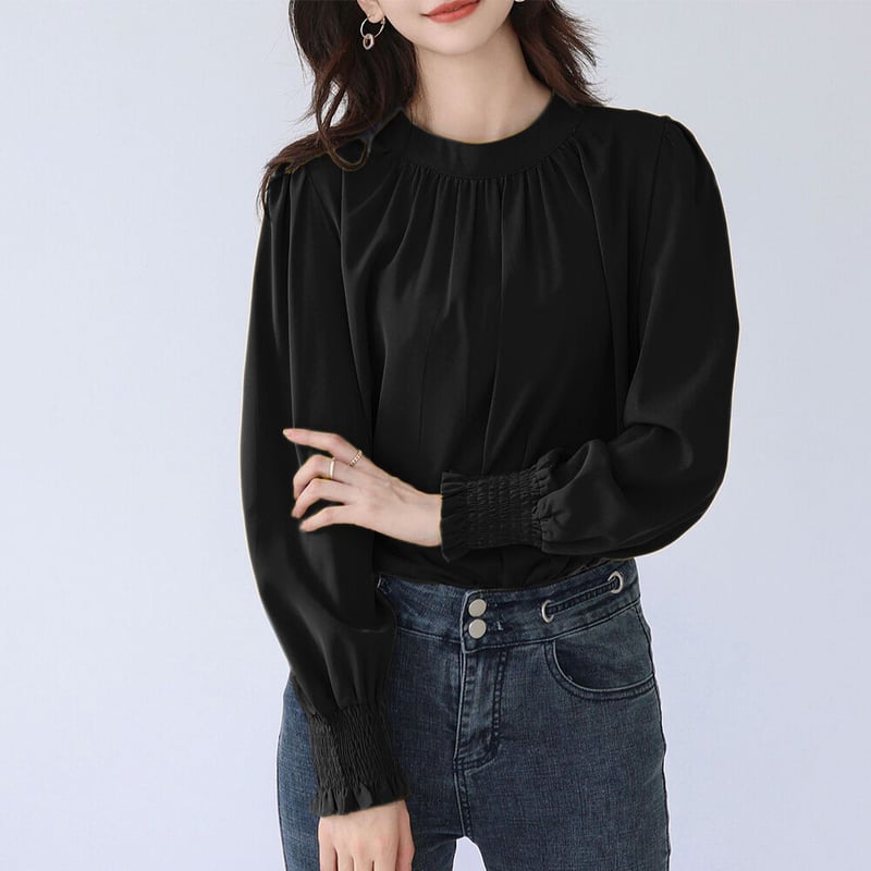 美品 ロンハーマン スタンドカラー バルーンスリーブ ギャザーブラウス ホワイト イング】 長袖ブラウス スタンドカラー バルーンスリーブ