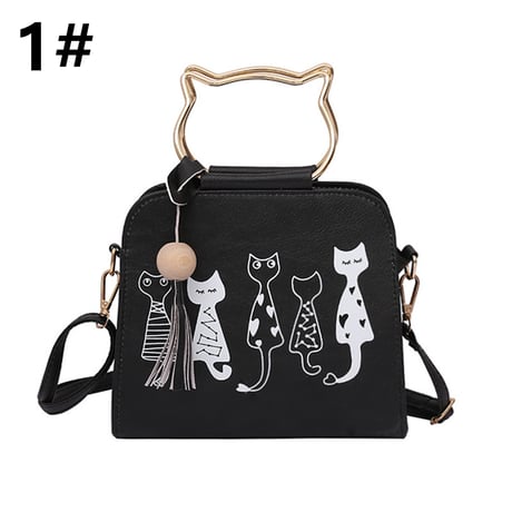 ショッピングバッグ  PU  ネコ柄  ショルダーバッグ  手提げバッグ 肩掛け 上品  レディース
