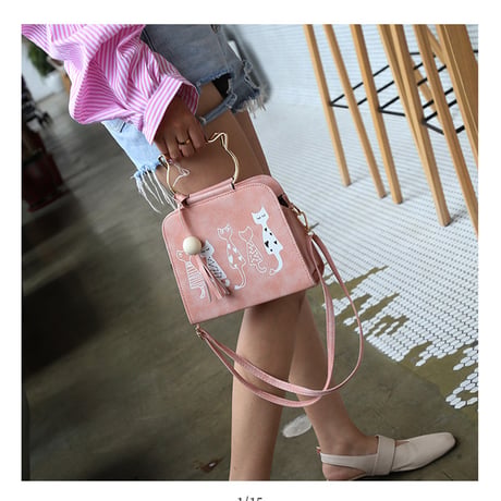 ショッピングバッグ  PU  ネコ柄  ショルダーバッグ  手提げバッグ 肩掛け 上品  レディース