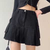 スカート ハイウェスト デニムスカート タイトスカート プリーツ ミニスカート レディース