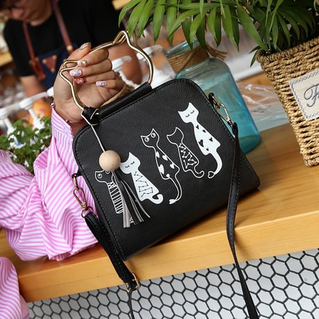 ショッピングバッグ  PU  ネコ柄  ショルダーバッグ  手提げバッグ 肩掛け 上品  レディース