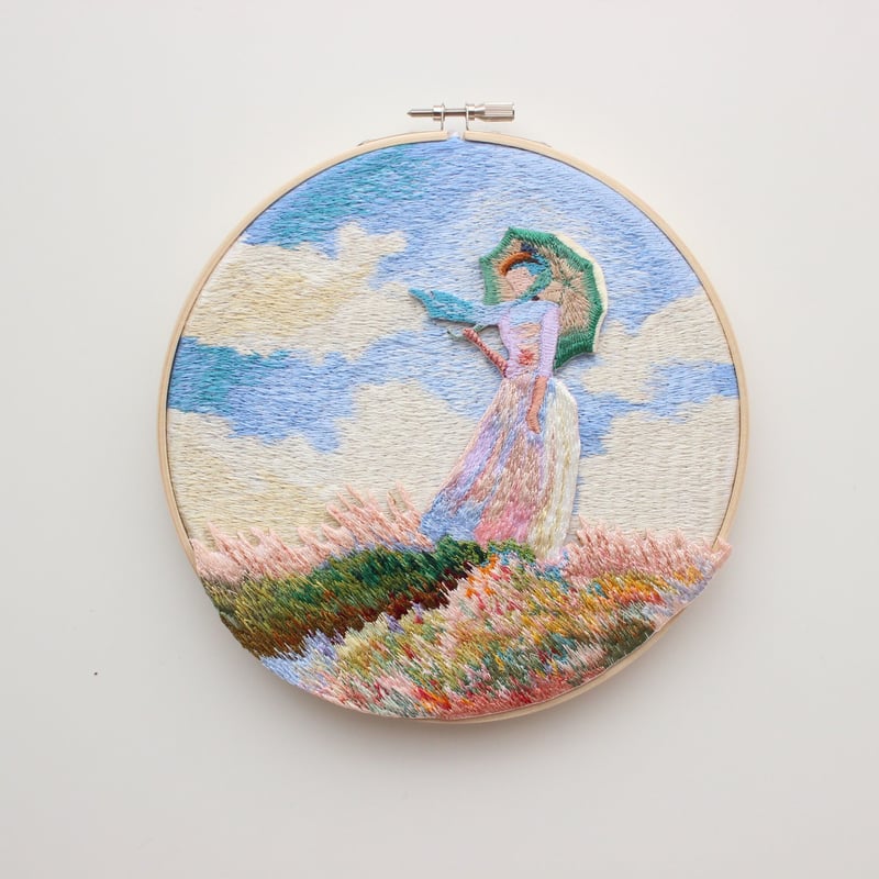 【手作り・美品】刺繍 壁掛け 額入り 3ステップで刺繍初心者さんも簡単に作れる額装の仕方｜近藤朱