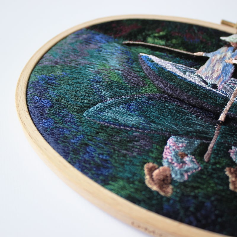 ジヴェルニーでの舟遊びの壁掛け刺繍 | ami embroidery