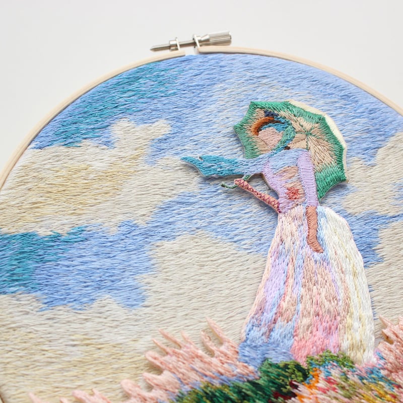 最初に注意事項がございます】日傘を持つ女の壁掛け刺繍 | ami embroidery 最初に注意事項がございます】日傘を持つ女の壁掛け刺繍 | ami embroidery