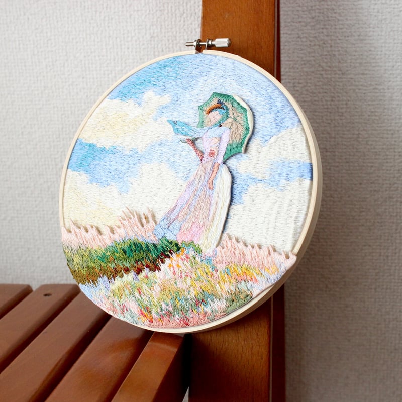 最初に注意事項がございます】日傘を持つ女の壁掛け刺繍 | ami embroidery 最初に注意事項がございます】日傘を持つ女の壁掛け刺繍 | ami embroidery