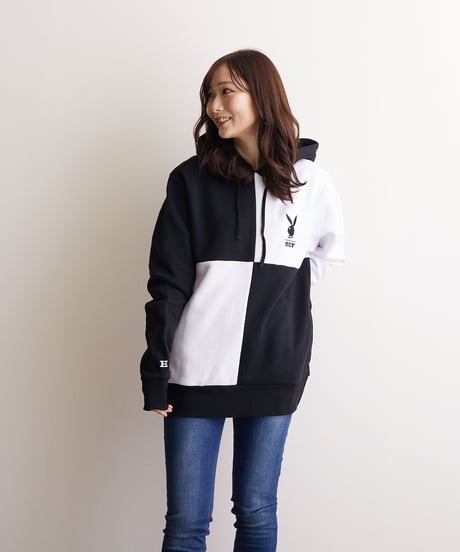 51-10094 ハフ×プレイボーイ ブロック切替 プルオーバーPK HUF×PLAYBOY COLOR BLOCK HOODIE FL00150