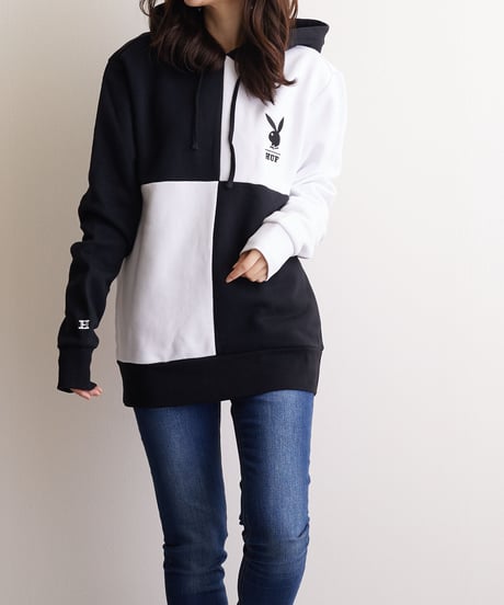 51-10094 ハフ×プレイボーイ ブロック切替 プルオーバーPK HUF×PLAYBOY COLOR BLOCK HOODIE FL00150