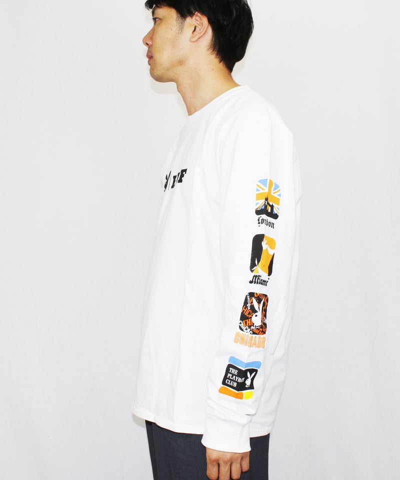 51-10117 ハフ×プレイボーイ袖プリントロンT HUF×PLAYBOY CLUB IN