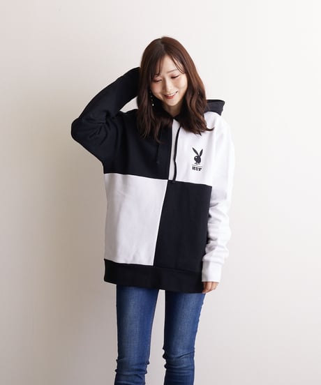 51-10094 ハフ×プレイボーイ ブロック切替 プルオーバーPK HUF×PLAYBOY COLOR BLOCK HOODIE FL00150