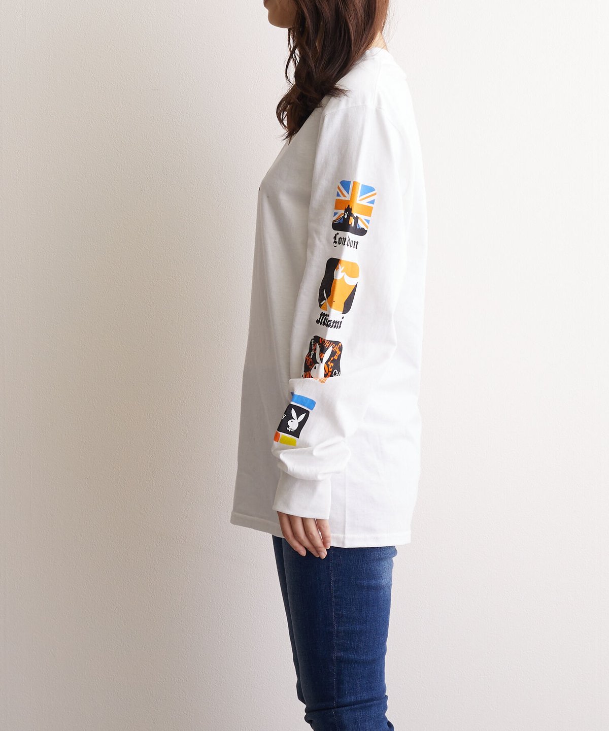 51-10117 ハフ×プレイボーイ袖プリントロンT HUF×PLAYBOY CLUB IN 