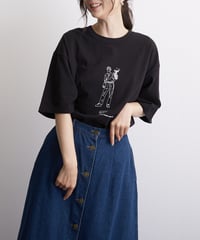 51-40053 naked rust & other poems 手描きイラストフロントプリント半袖 CN TEE
