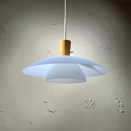 JAPAN USED GLASS & PLASTIC SHADE PENDANT LAMP