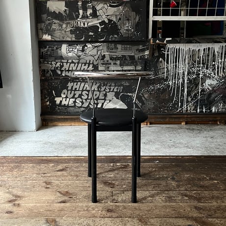 JAPAN USED IRON LEG VINYL LEATHER CHAIR