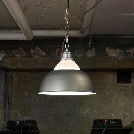 USED STEEL GLASS SHADE PENDANT LAMP