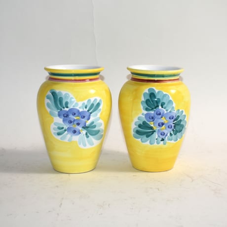ITALIAN USED HANDPAINTED CERAMIC FLOWER VASE