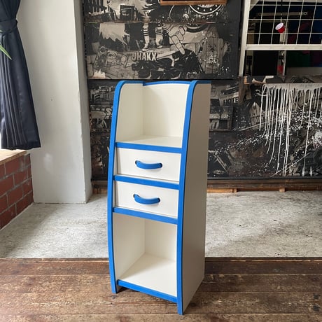 USED BLUE WOODEN SHELF