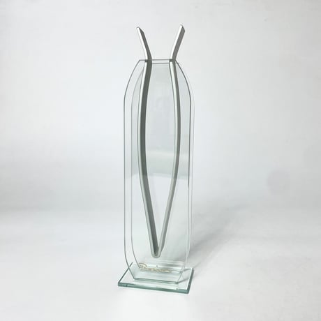 USED GLASS & STAINLESS FLOWER VASE