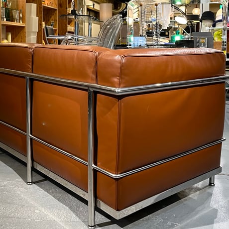 USED METAL FRAME LEATHER 3P SOFA