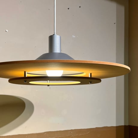 JAPAN USED WOOD & METAL SHADE PENDANT LAMP