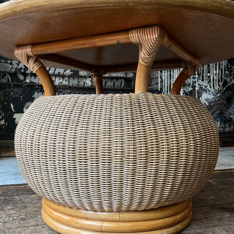 USED WOODEN TOP RATTAN CENTER TABLE