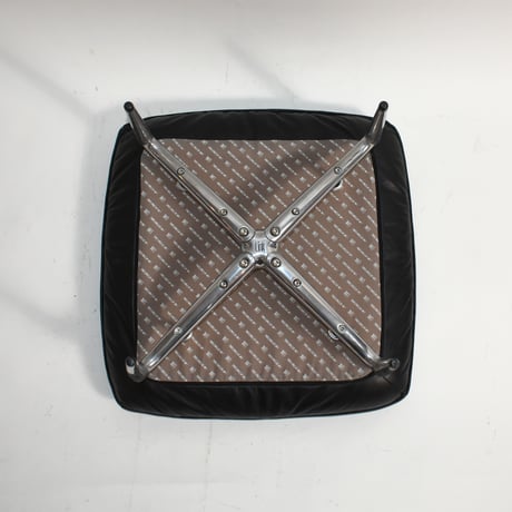 USED "LINK" IRON LEG LEATHER OTTOMAN