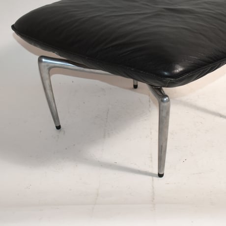 USED "LINK" IRON LEG LEATHER OTTOMAN