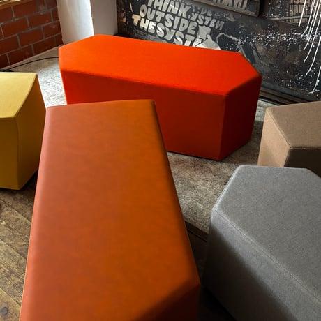 USED FABRIC & LEATHER STOOL