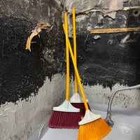 USED BROOM WITH WOODEN HANDLE