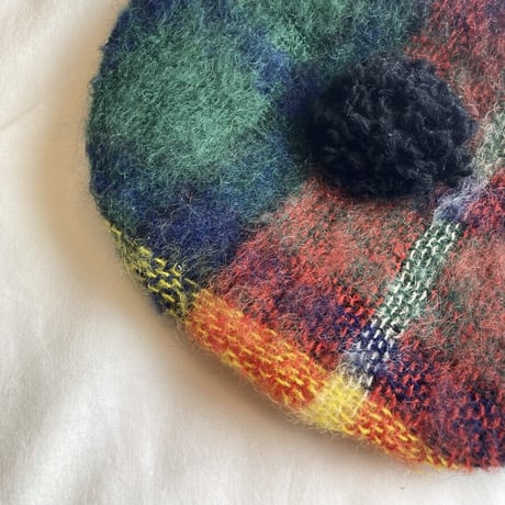 CHECK WOOL BERET